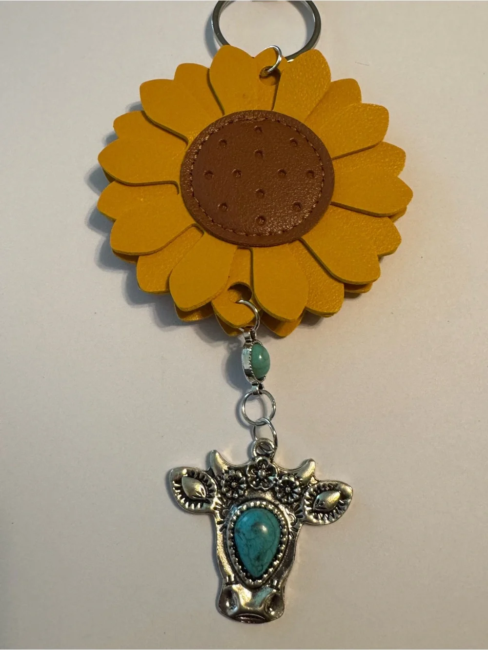 Handmade sunflower keychain